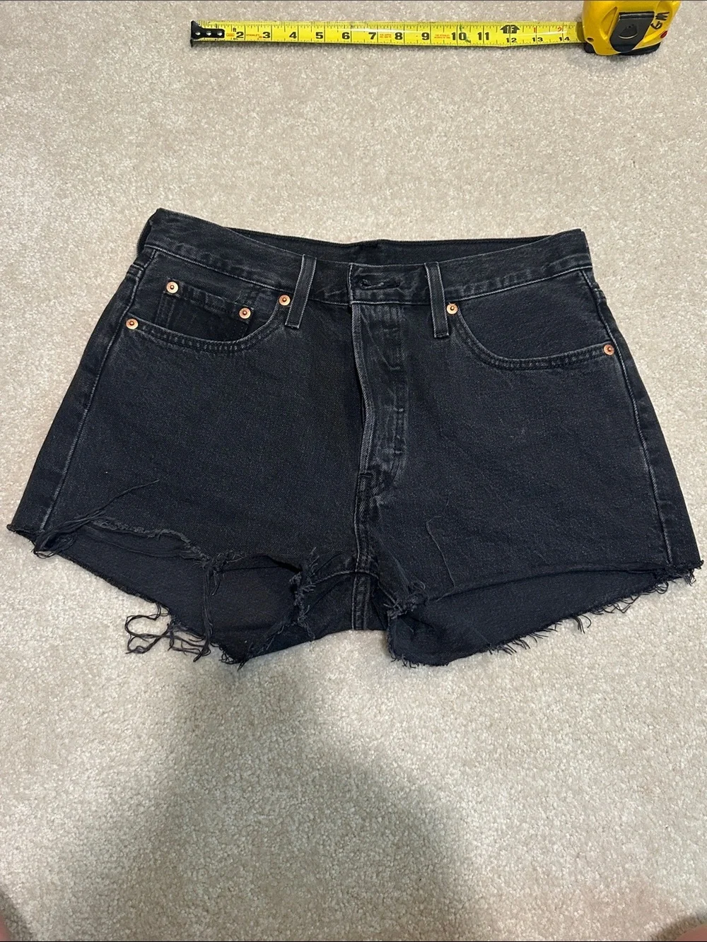 Levi's Black Frayed Denim Cutoff Shorts